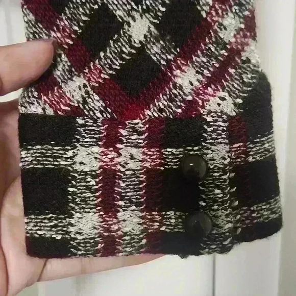 Vintage. John Collection - Red & Brown Plaid Moto Jacket - Picture 3 of 6